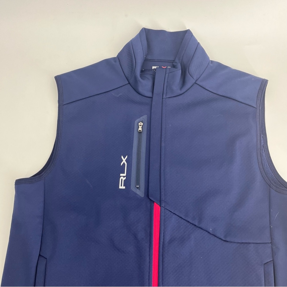 RLX Ralph Lauren Vest Mens Medium Navy Blue Golf Performance Premium Zip Stretch - Picture 2 of 11